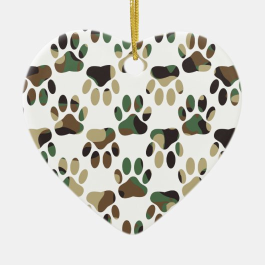 Camo Pattern Dog Paw Print Keramisch Ornament (Voorkant)