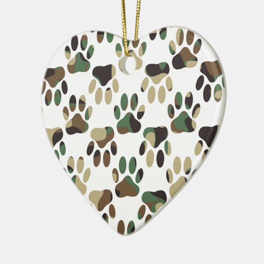 Camo Pattern Dog Paw Print Keramisch Ornament (Links)