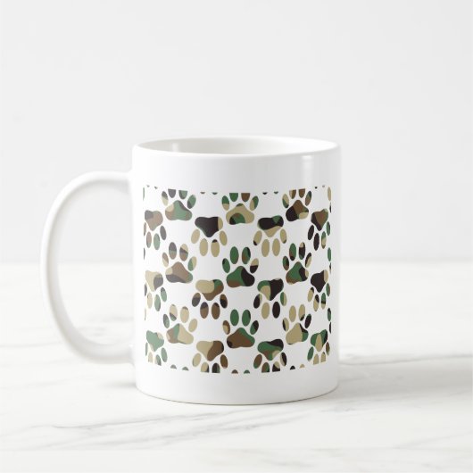 Camo Pattern Dog Paw Print Koffiemok (Links)