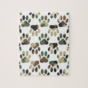 Camo Pattern Dog Paw Print Legpuzzel