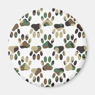 Camo Pattern Dog Paw Print Magneet