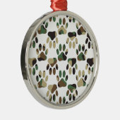 Camo Pattern Dog Paw Print Metalen Ornament (Rechts)
