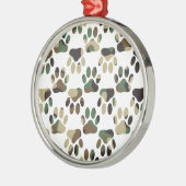 Camo Pattern Dog Paw Print Metalen Ornament (Links)