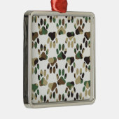 Camo Pattern Dog Paw Print Metalen Ornament (Rechts)