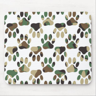 Camo Pattern Dog Paw Print Muismat