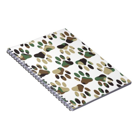 Camo Pattern Dog Paw Print Notitieboek (Rechterzijde)