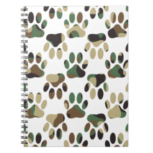 Camo Pattern Dog Paw Print Notitieboek
