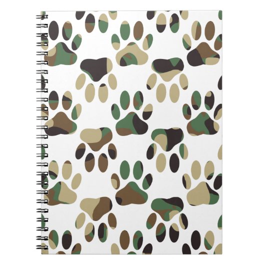 Camo Pattern Dog Paw Print Notitieboek (Voorkant)