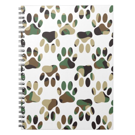 Camo Pattern Dog Paw Print Notitieboek (Voorkant)