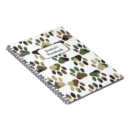 Camo Pattern Dog Paw Print Notitieboek (Rechterzijde)