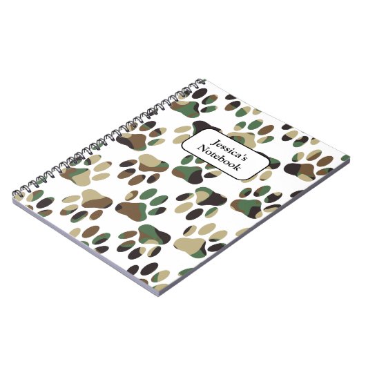 Camo Pattern Dog Paw Print Notitieboek (Linkerzijde)