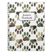 Camo Pattern Dog Paw Print Notitieboek (Voorkant)