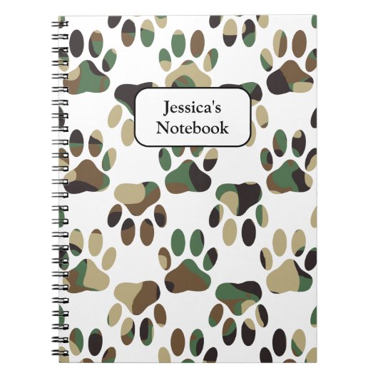 Camo Pattern Dog Paw Print Notitieboek (Voorkant)