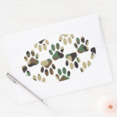Camo Pattern Dog Paw Print Ovale Sticker (Envelop)