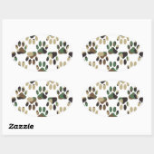 Camo Pattern Dog Paw Print Ovale Sticker (Vel)