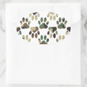 Camo Pattern Dog Paw Print Ovale Sticker (Tas)
