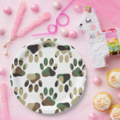 Camo Pattern Dog Paw Print Papieren Bordje (Feest)