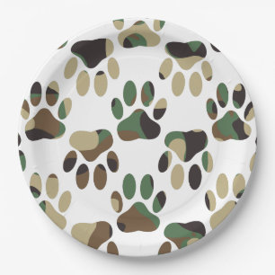 Camo Pattern Dog Paw Print Papieren Bordje