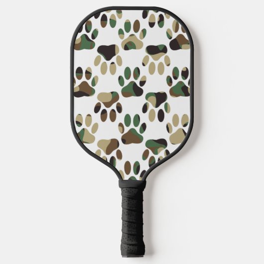 Camo Pattern Dog Paw Print Pickleball Paddle (Voorkant)