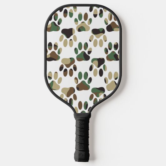 Camo Pattern Dog Paw Print Pickleball Paddle (Achterkant)
