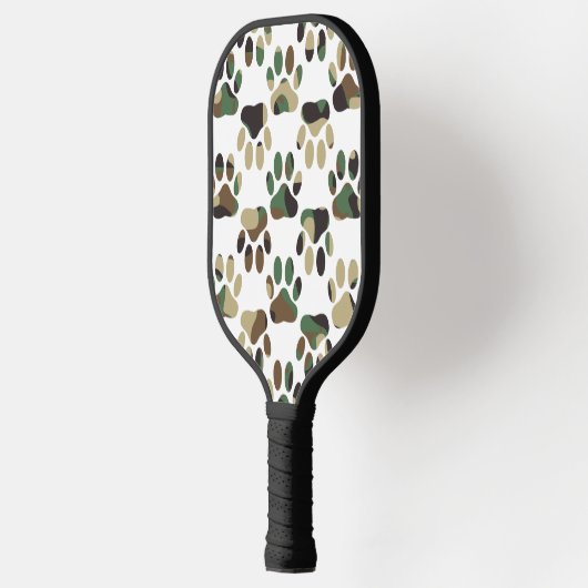 Camo Pattern Dog Paw Print Pickleball Paddle (Links)