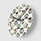 Camo Pattern Dog Paw Print Ronde Klok (Hoek)