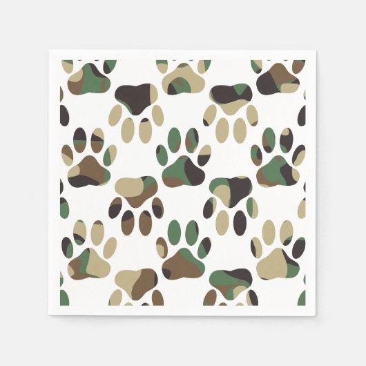 Camo Pattern Dog Paw Print Servet (Voorkant)