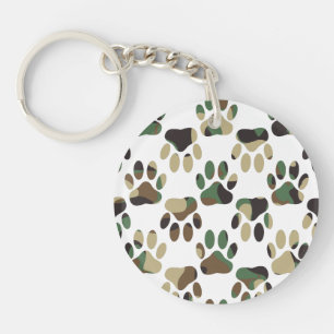 Camo Pattern Dog Paw Print Sleutelhanger