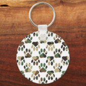 Camo Pattern Dog Paw Print Sleutelhanger (Voorkant)