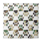 Camo Pattern Dog Paw Print Tegeltje (Voorkant)