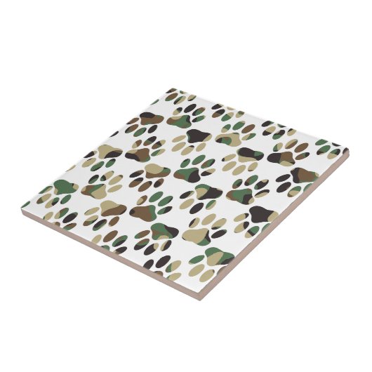 Camo Pattern Dog Paw Print Tegeltje (Zijkant)
