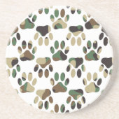 Camo Pattern Dog Paw Print Zandsteen Onderzetter (Voorkant)