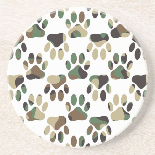 Camo Pattern Dog Paw Print Zandsteen Onderzetter (Voorkant)