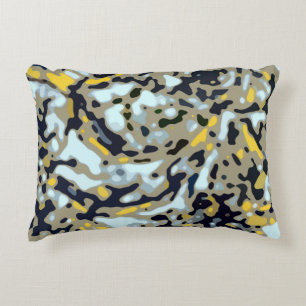 Camo Pattern - Geel White Beige Blue Black Accent Kussen