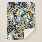 Camo Pattern - Geel White Beige Blue Black Sherpa Deken (Voorkant)