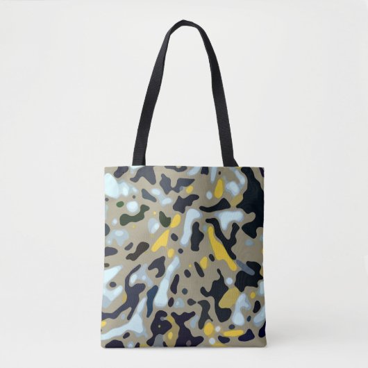 Camo Pattern - Geel White Beige Blue Black Tote Bag (Voorkant)