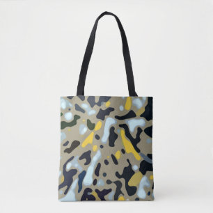 Camo Pattern - Geel White Beige Blue Black Tote Bag