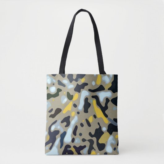 Camo Pattern - Geel White Beige Blue Black Tote Bag (Voorkant)