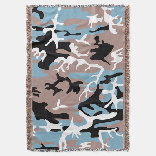 Camo Pattern - Grayish Red Blue Black Deken (Voorkant Verticaal)