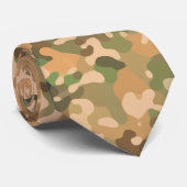 Camo Pattern - Groen Oranje Bruin Zwart Stropdas (Opgerold)