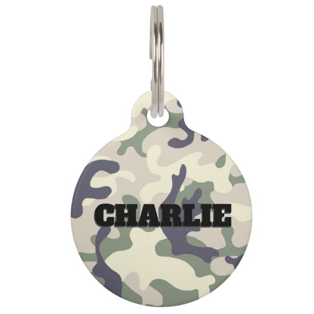 Camo Pattern met Name Take Me Home Info Dog ID Huisdierpenning (Voorkant)