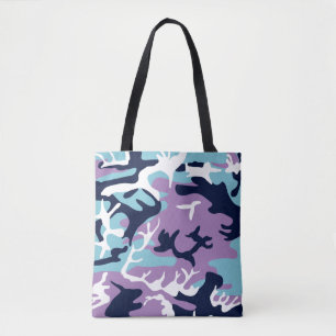 Camo Pattern - Paarse marine Blue White Tote Bag