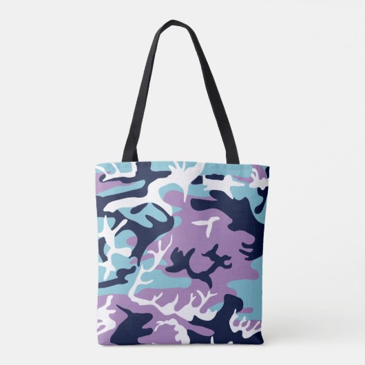 Camo Pattern - Paarse marine Blue White Tote Bag (Achterkant)