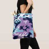 Camo Pattern - Paarse marine Blue White Tote Bag (Dichtbij)
