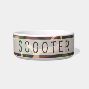 Camo Pattern Personalized Pet Dog & Cat Food Bowl Voerbakje