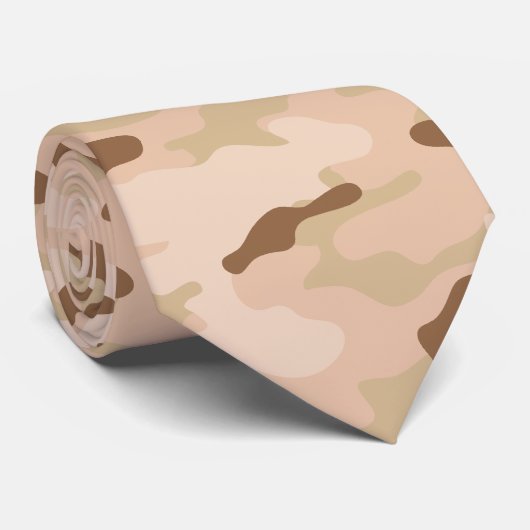 Camo Peach Tan Brown Silky Mannen Stropdas (Opgerold)
