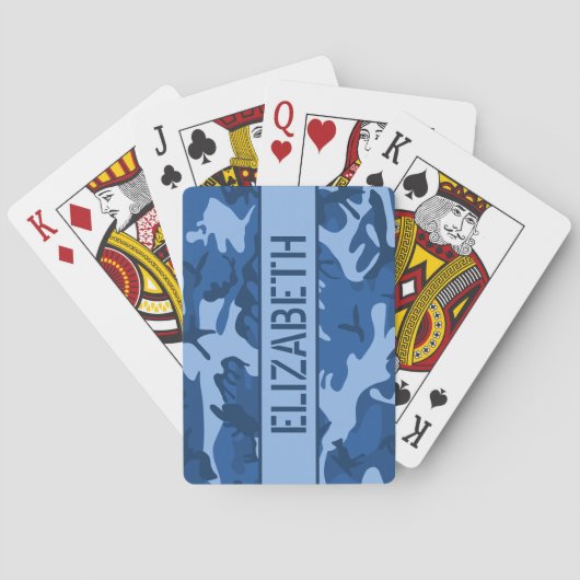 Camo Persoonlijke Blue Pokerkaarten (Achterkant)