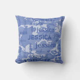 Camo Persoonlijke Kortere Naam Blauw Kussen