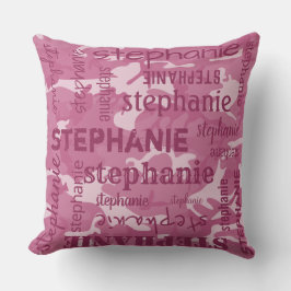 Camo Persoonlijke Langere Naam Roze Kussen