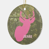 Camo & Pink Deer Head, gepersonaliseerd versierd Keramisch Ornament (Links)